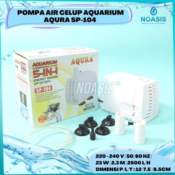 TERBARU AQURA POMPA AIR CELUP AQUARIUM AQURA SP 104 SP - 104 23 W 2500 LITTER