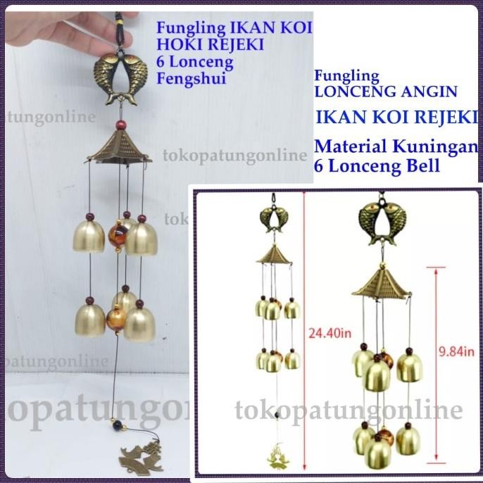 

Ready Fungling Lonceng Angin Ikan Penangkap Rejeki 6 Lonceng New