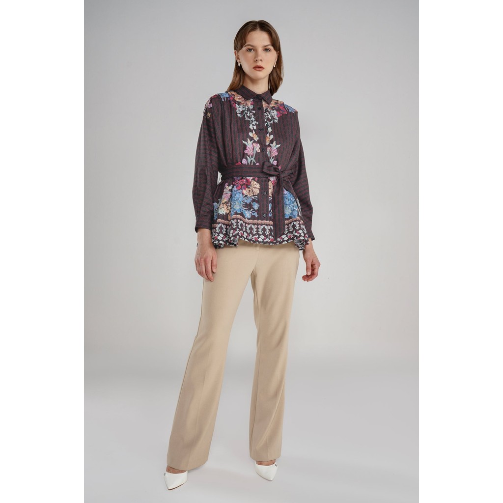 Benang Jarum - Floral Symphony Batwing Shirt - Poppy