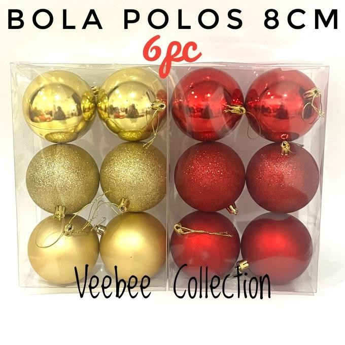 ~@~@~@~@] Bola Natal Polos 8cm isi 6pc packing Mika/ bola hias pohon natal/ bola natal/pernak pernik