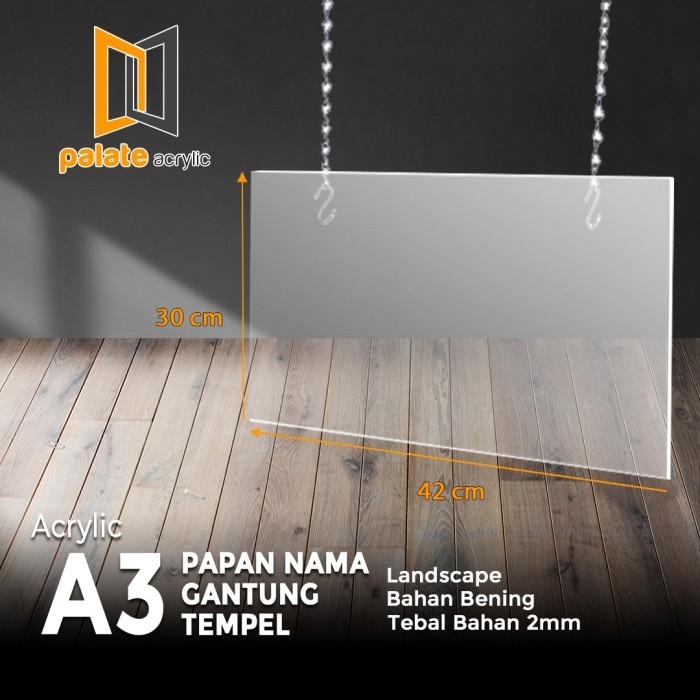 

ACRYLIC PAPAN NAMA GANTUNG TEMPEL A3 TEBAL 2MM PREMIUM