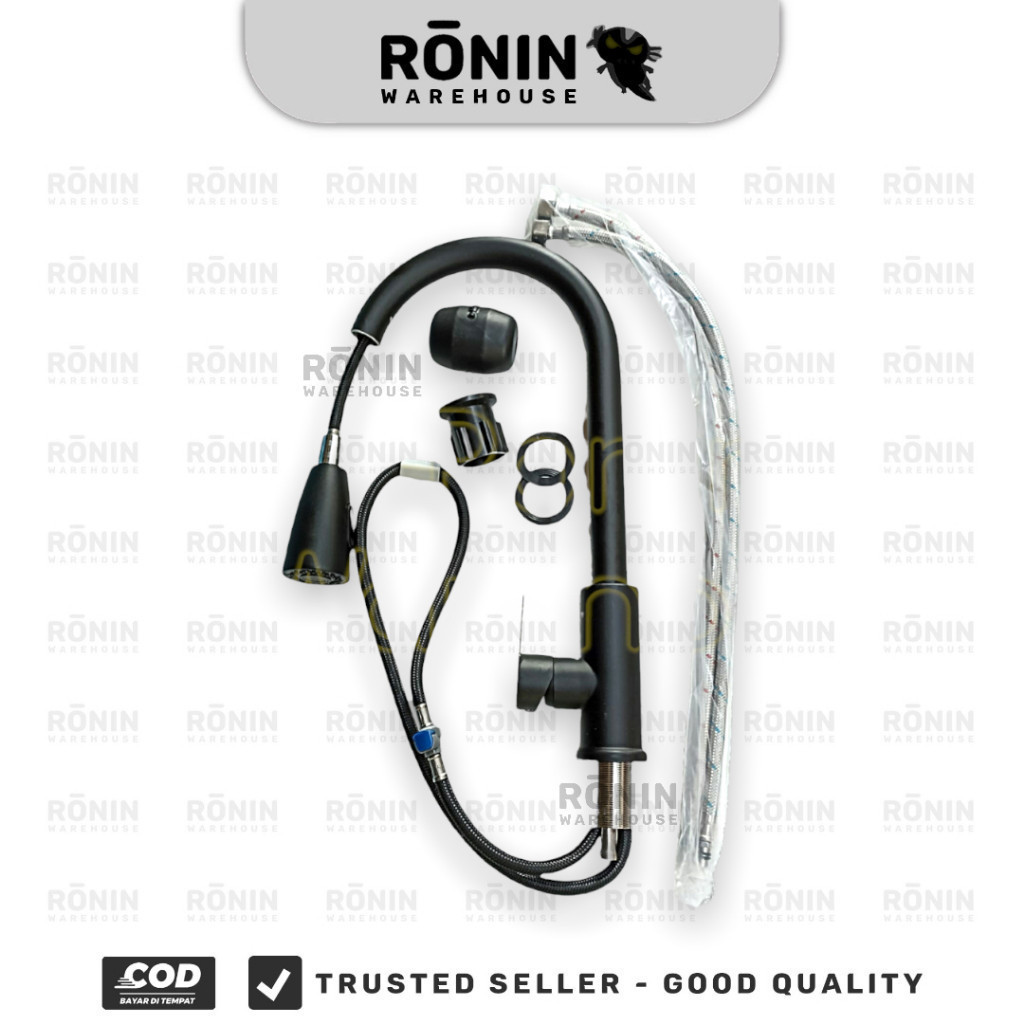 SOLIGEN Kran Angsa Tarik Air Sink Dapur Wastafel Black Silver SS ronin