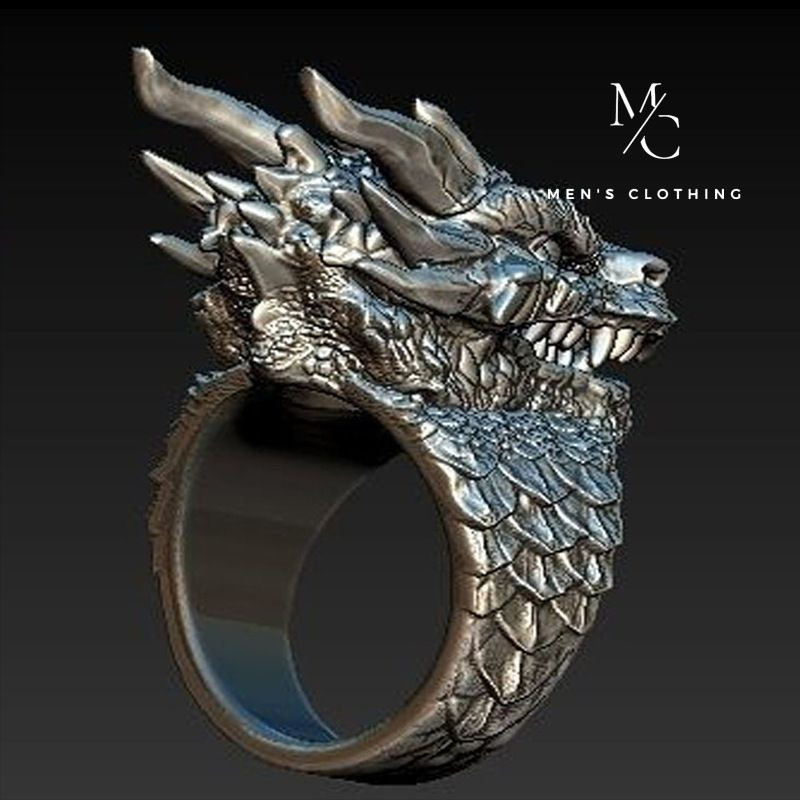 Domineering Fierce Men's Dragon Ring Personality Creative Silver Faucet Ring