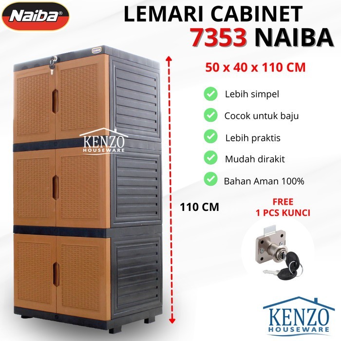 Terlaris Lemari 2 3 4 5 Susun Plastik Baju Naiba Nandos Pakaian Mini Cabinet - 3 SSN NAIBA