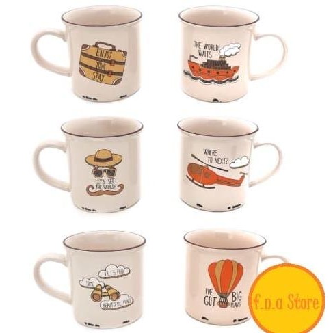GELAS MINUM ANAK ~ MUG GELAS CANGKIR TEH KOPI SUSU KERAMIK MOTIF LUCU
