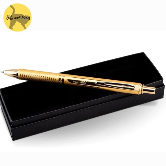 

BEBAS ONGKIR - Pentel Energel Alloy RT Retractable 0.7 Gel Pen + Giftbox Gold Barrel