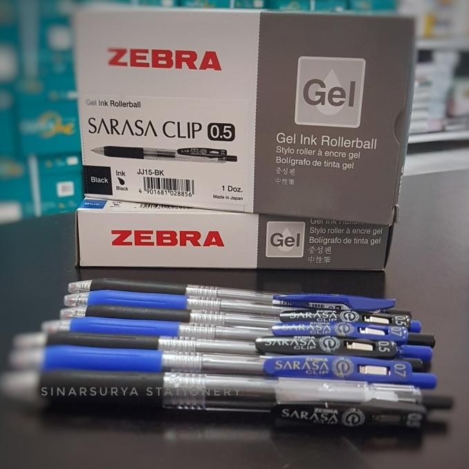 

NEW Pulpen / Pen Sarasa Zebra 0.5 clip gell Hitam Biru per 12pcs