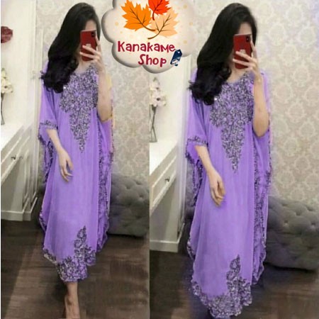 PROMO BAJU KAFTAN BORDIR PAYET JUMBO / KAFTAN MODERN - Lilac