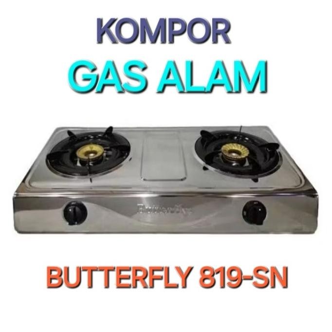 Kompor Gas Alam PGN (Gas Alam) Butterfly 819-GA Full Stainless Steel SNI