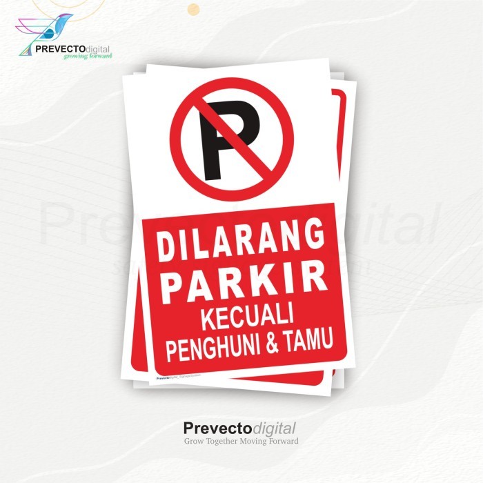BOOM SALE Sticker Sign DILARANG PARKIR KECUALI PENGHUNI DAN TAMU