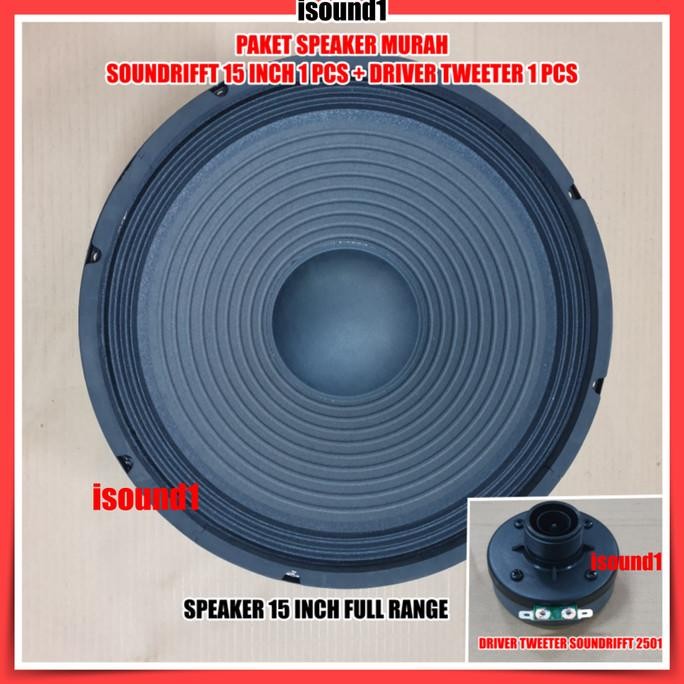 PAKET MURAH SPEAKER WOOFER SOUNDRIFFT 15 INCH X 1 PCS + TWEETER DRIVER DRAT SD 2501 X 1 PCS
