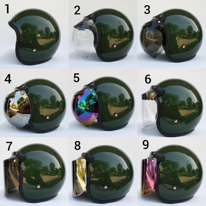 Helm Bogo Retro Full Cat Hijau Glossy