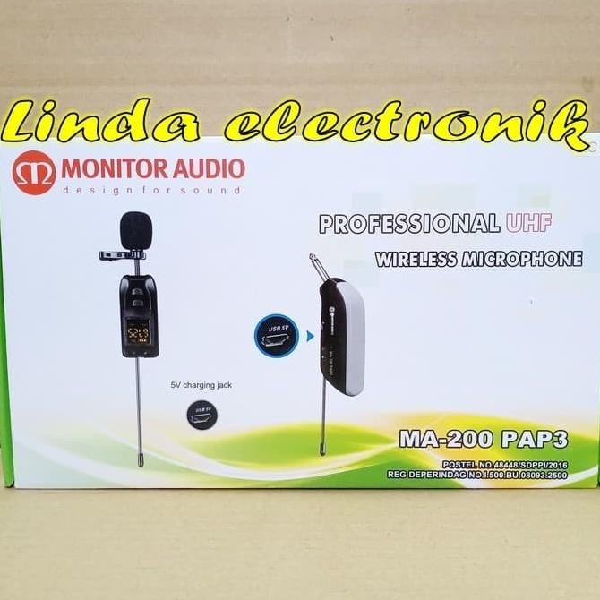 MONITOR AUDIO MA 200 PAP3 WIRELESS MICROPHONE CLIP ON PORTABLE MIC