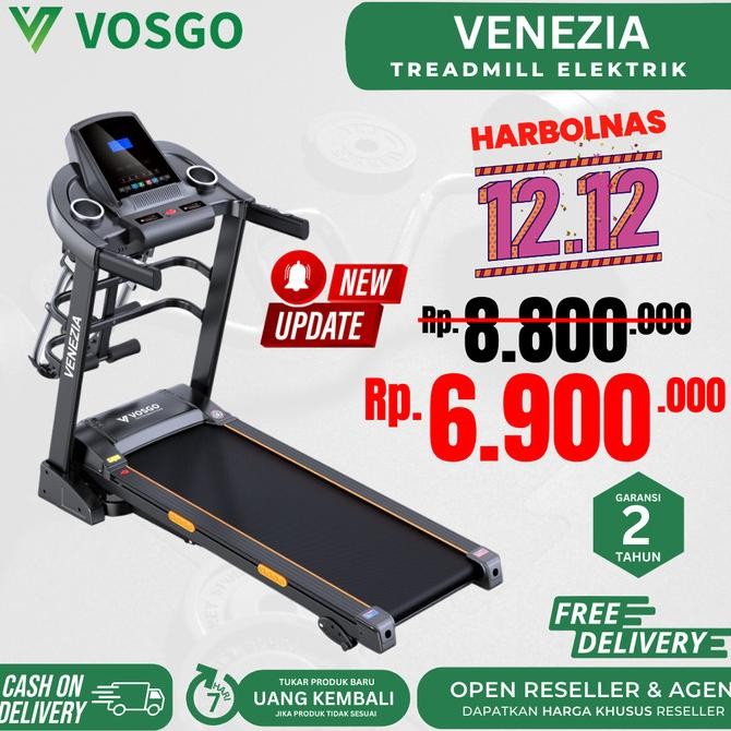 ALAT FITNESS TREADMILL ELEKTRIK VENEZIA VOSGO TERMURAH AUTO INCLINE ORIGINAL DAN TERPERCAYA