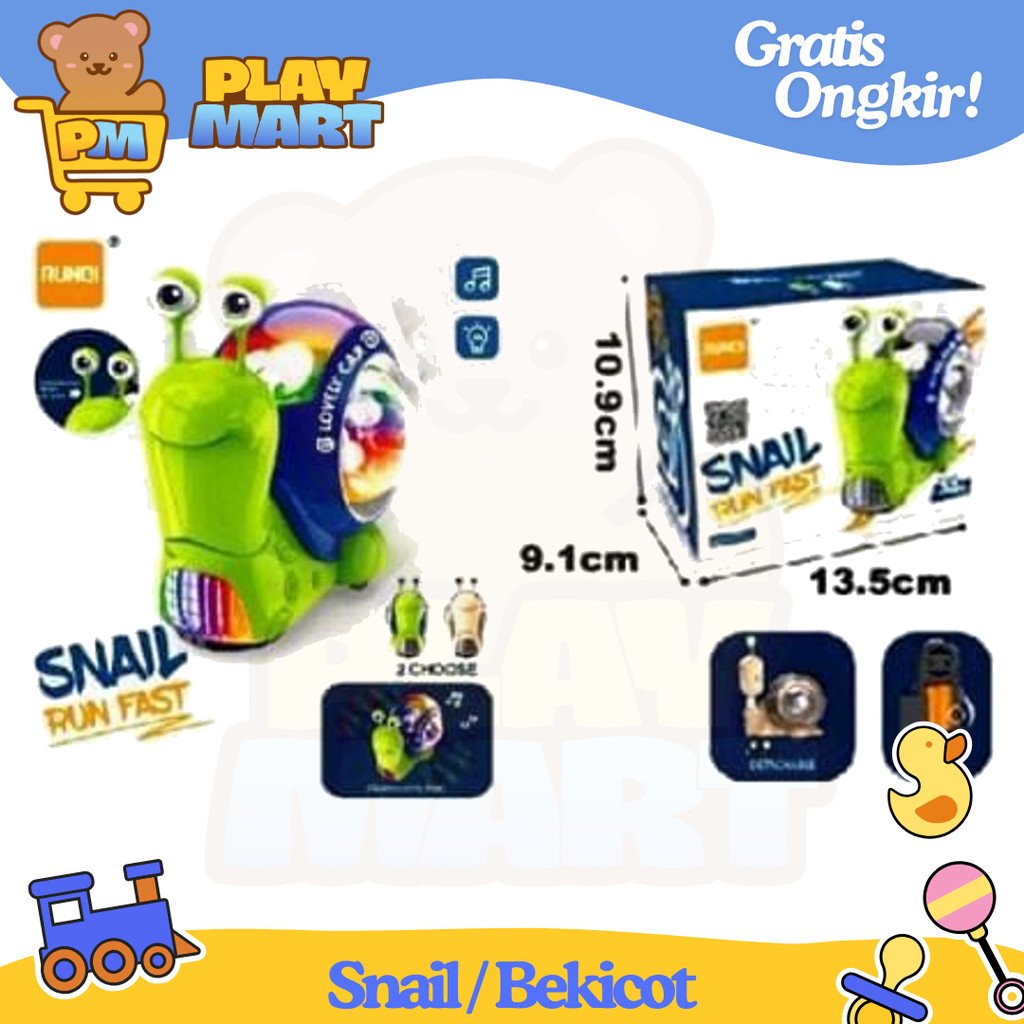 Mainan Anak Binatang Bekicot Mainan Anak Animal Snail Pakai Baterai