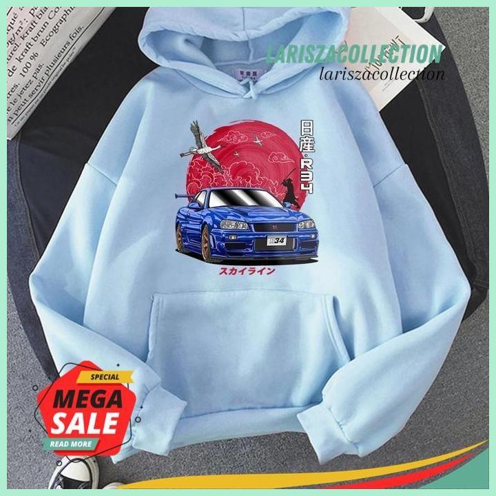 JDM HOODIE CAR SKYLINE GT-R R34 JAPANESE HOODY - HOODIE ANIME AESTHETIC COWO CEWE TERBAIK BY LARISZA