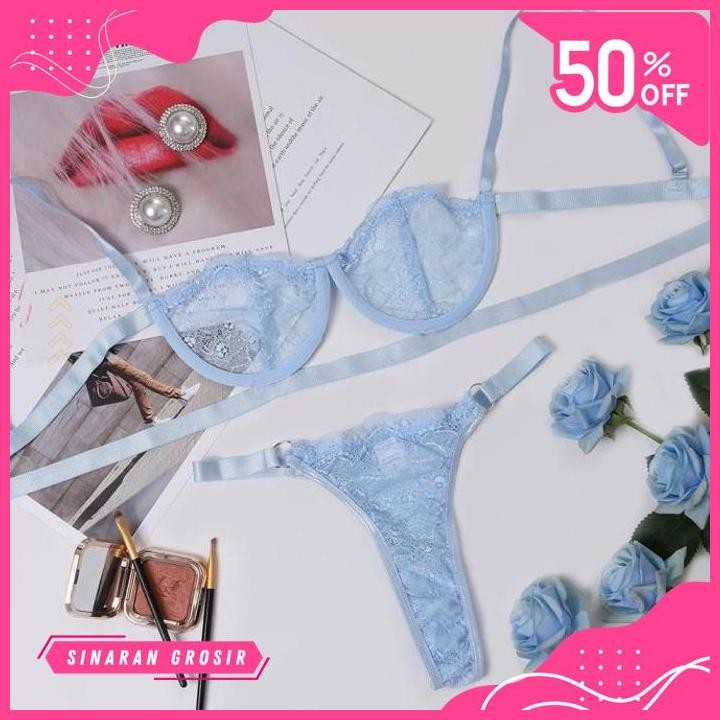 SINAR GROSIR LINGERIE BIKINI SEXY TRANSPARAN BRA SET PUSH UP BRA TERBARU 