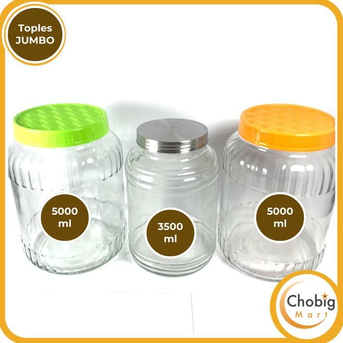 Bisa Payment Tempo Toples Kaca Besar Jumbo 5L Wadah Tutup Kerupuk Tempat Simpan Obat