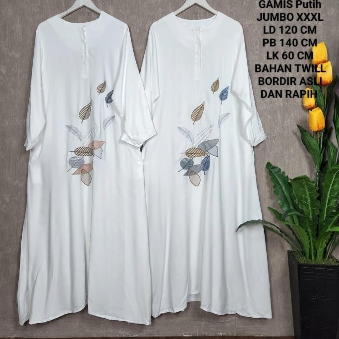 Diskon Gamis Putih Jumbo Ld 120 Cm Model Bordir Kekinian
