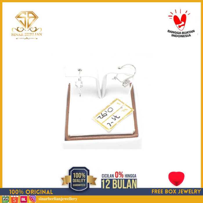 Ready SBJ - Anting emas putih asli 750 emas original Amp 092