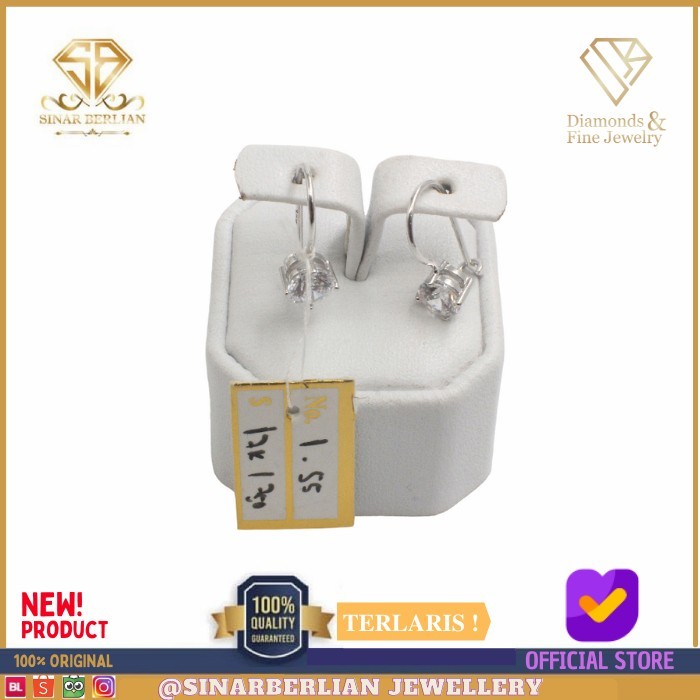 Ready SBJ - Anting emas putih asli 750 emas original Amp155