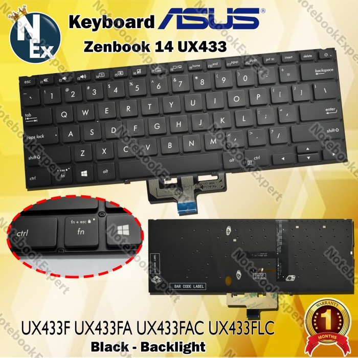 Keyboard Asus Zenbook 14 Ux433 Ux433F Ux433Fa Ux433Fac Ux433Flc Black