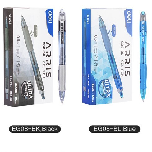 

TERBARU Deli ARRIS Gel pen 0.5mm 2 warna hitam/biru 12 pcs/pulpen gel cetek PROMO!