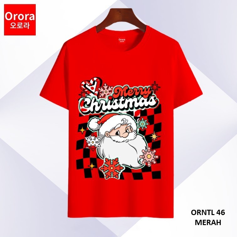 Orora Kaos Distro Natal Premium - Baju Atasan Sablon Pria Wanita Warna Hitam Putih Ukuran S M L XL X