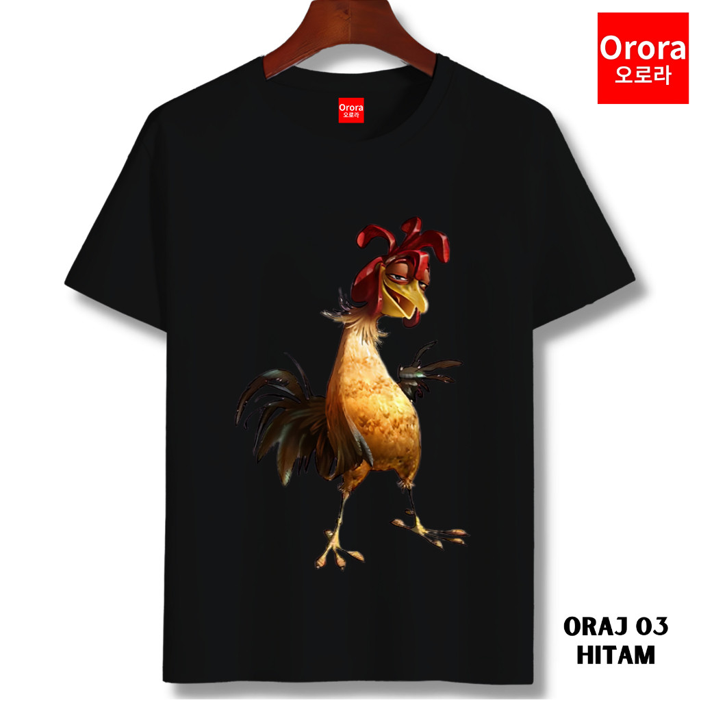 Orora Kaos Distro Ayam Jago - Baju Atasan Sablon Pria Wanita Warna Hitam Putih Ukuran S M L XL XXL X