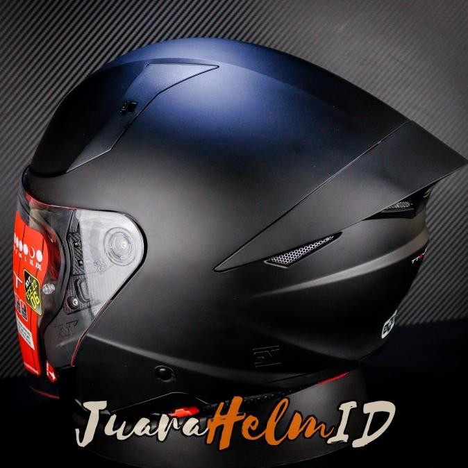 KYT HELM TTR JET SOLID / BLACK DOFF / TTR-JET DOUBLE VISOR KUN