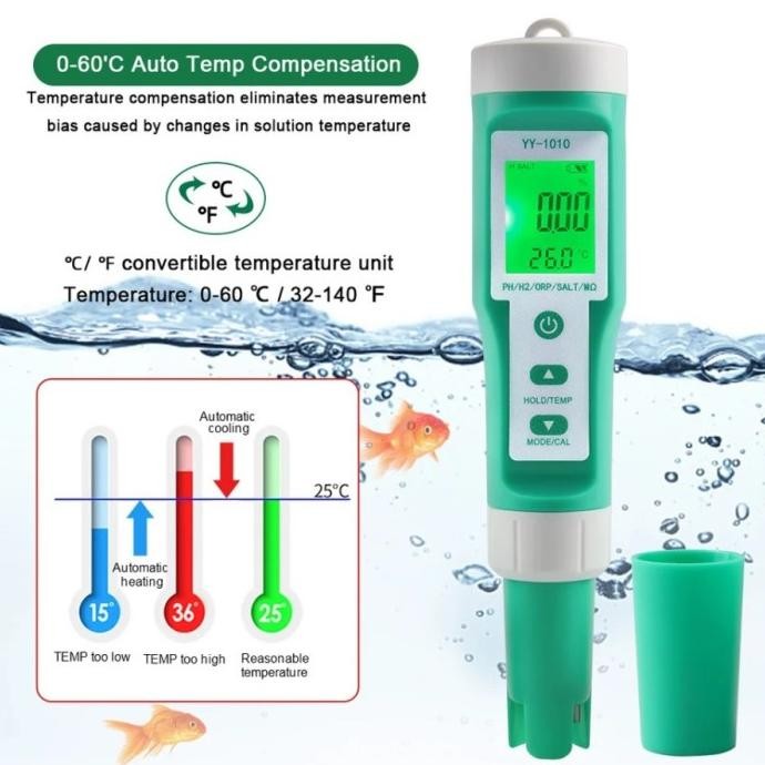

Terbaru Yy-1010 Yy1010 Ph Meter Tds Tester Digital Orp Ec Salinity H2 S.G Spa Aquarium Water Test Tool Solution Fertilizer Resistivity Test Instruments