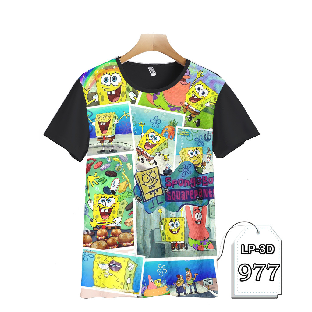 Kaos SpongeBob SquarePants Baju Anak dan Dewasa Kartun TV Series Fashion Kaos Keren dan Trendy LP3D-