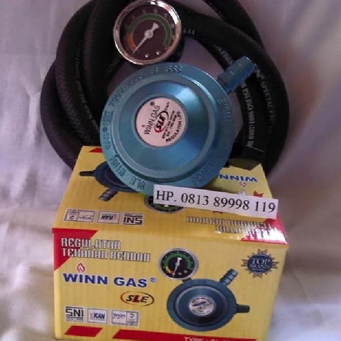 Regulator BIOMATIC WINN GAS SL 888 Manometer Selang LPG 500 PSI + Clam