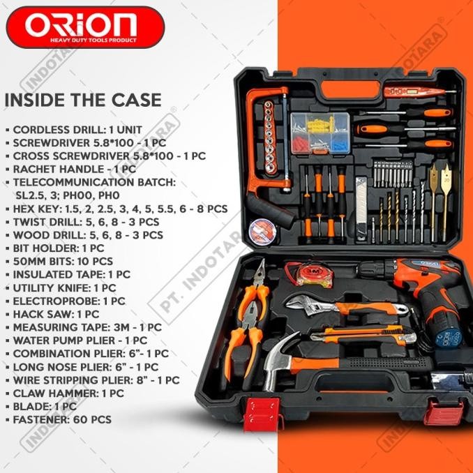 Hand Toolset / Tool Kit Set /Toolbox Cordless Drill Set Orion TR-010-6
