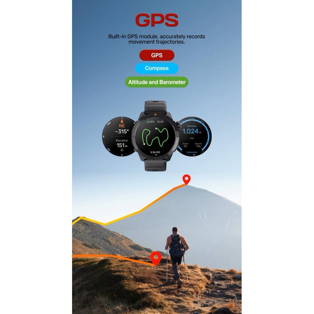 Supercalla MG03 GPS Smartwatch BT Call Waterproof Relojes Inteligentes Heart Rate Monitor AMOLED