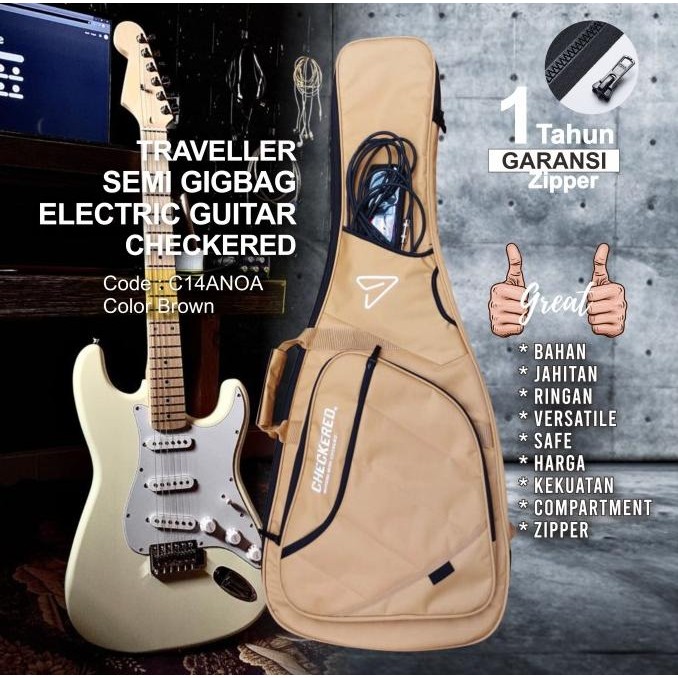 Softcase Tas Gitar Elektrik Semi Gigbag Tebal CHECKERED JS88