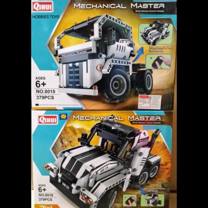 QIHUI 8018 Lego Brick R/C Remote Mobil Truk Putih 2 in 1