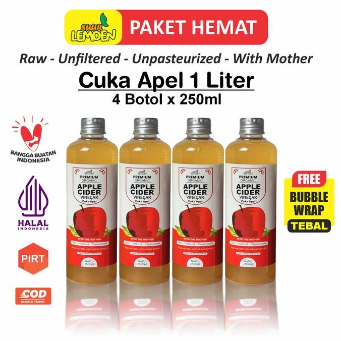 

Cuka Apel Organik 1 Liter Apple Cider Vinegar Premium With The Mother [terbaik]