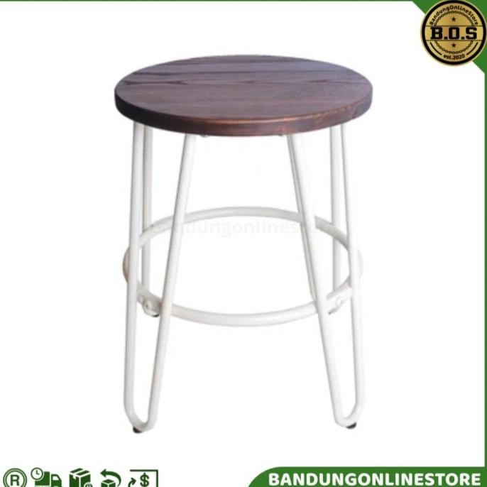 Bangku Cafe Modern Putih ivory Informa Kursi Bulat Bangku Bakso Bulat Neo Manley Stool White - Bisa 