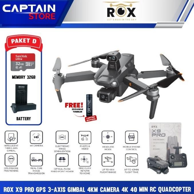 Asli ROX X9 PRO GPS 3-Axis Gimbal 4KM Camera 4K 40 Min RC Quadcopter - DRONE ROX X9 PRO