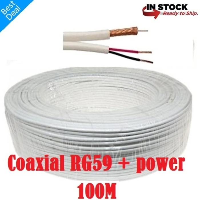 Paling Baik Kabel Cctv Coaxial Rg59 + Power 100M / Rg 59 + Power 100 M Spectra