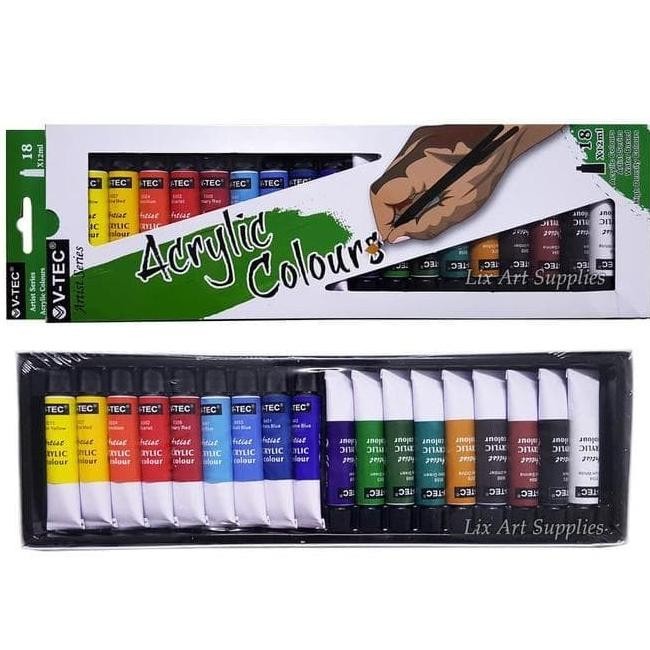 

Sale V Tec Acrylic Paint Cat Akrilik Set 18 12 Warna Color 6 12 Ml