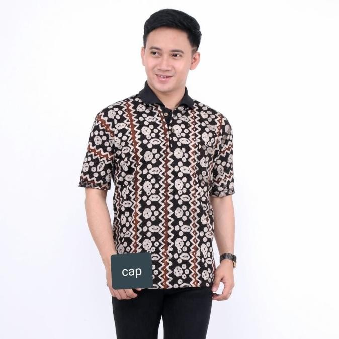LIMITED  Kaos kerah batik pria t-shirt batik etnik kaos kerah lengan pendek