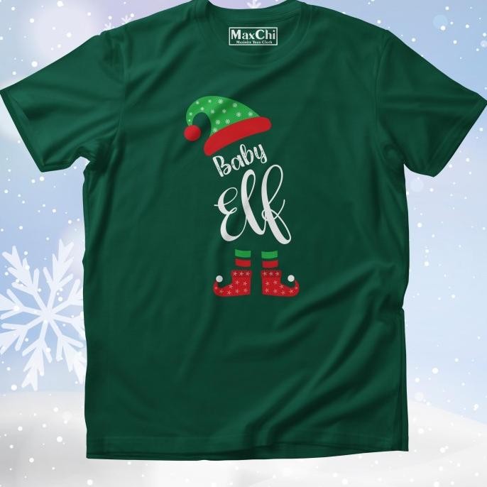 [MAXCHI] KAOS NATAL ANAK REMAJA DEWASA KELUARGA ELF FAMILY HIJAU BOTOL