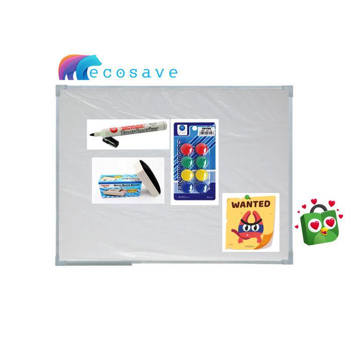 

Best Seller Paket White Board Magnetic 60X90 + Spidol Wb + Penghapus Wb + Magnet