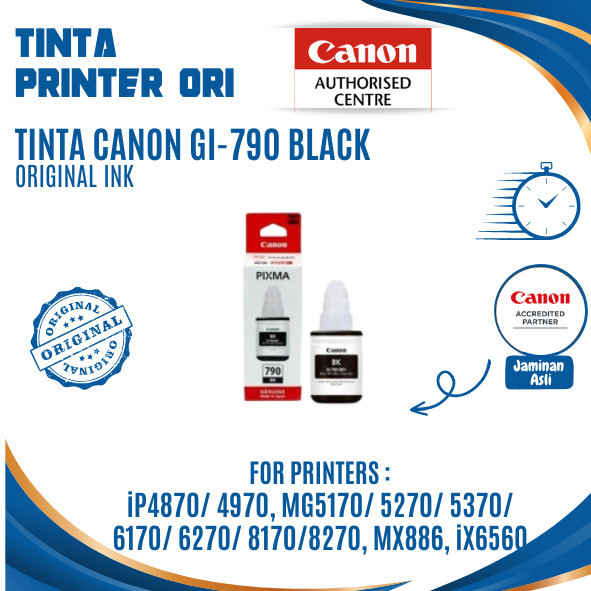

Ready Stock Tinta Canon Gi-790 Black Original