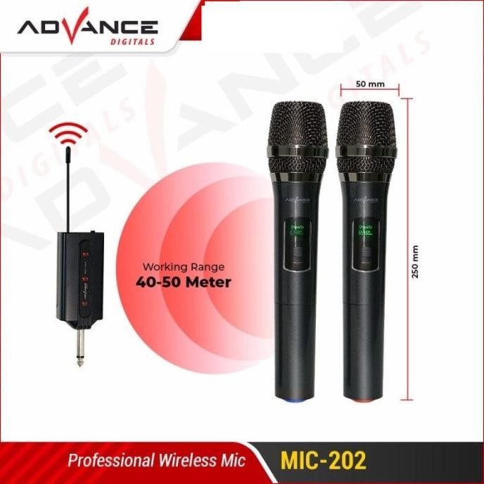 Mik Microphone Wireless Double Advance 202 Mic Digital Koper [terbaik]