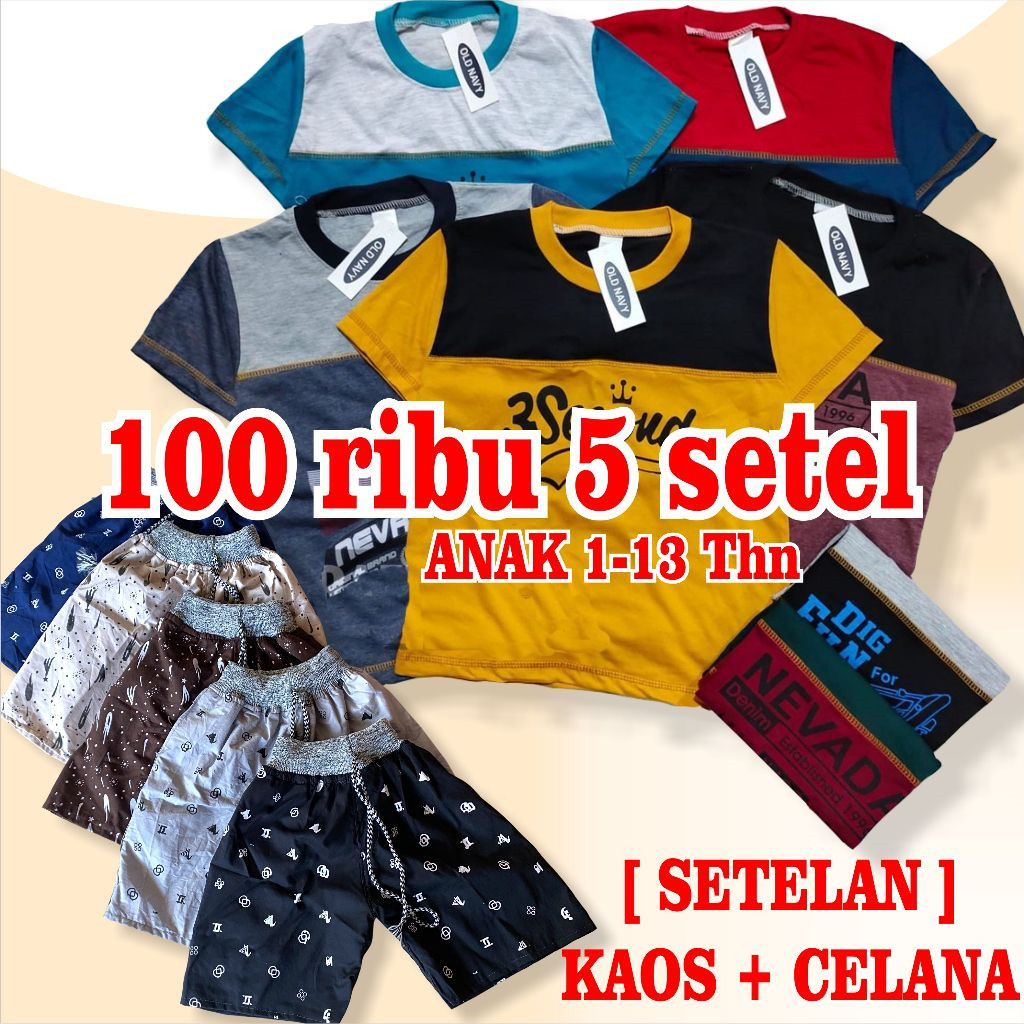 Setelan Baju Anak Lucu [SETALAN ANAK] Paket Baju Setelan Anak Laki-Laki Perempuan 100Ribu Dapat 5