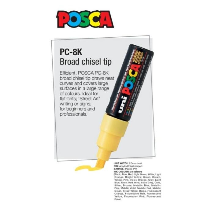 

UNI POSCA PAINT MARKER PC-8K BROAD CHISSEL TIP 8.0MM