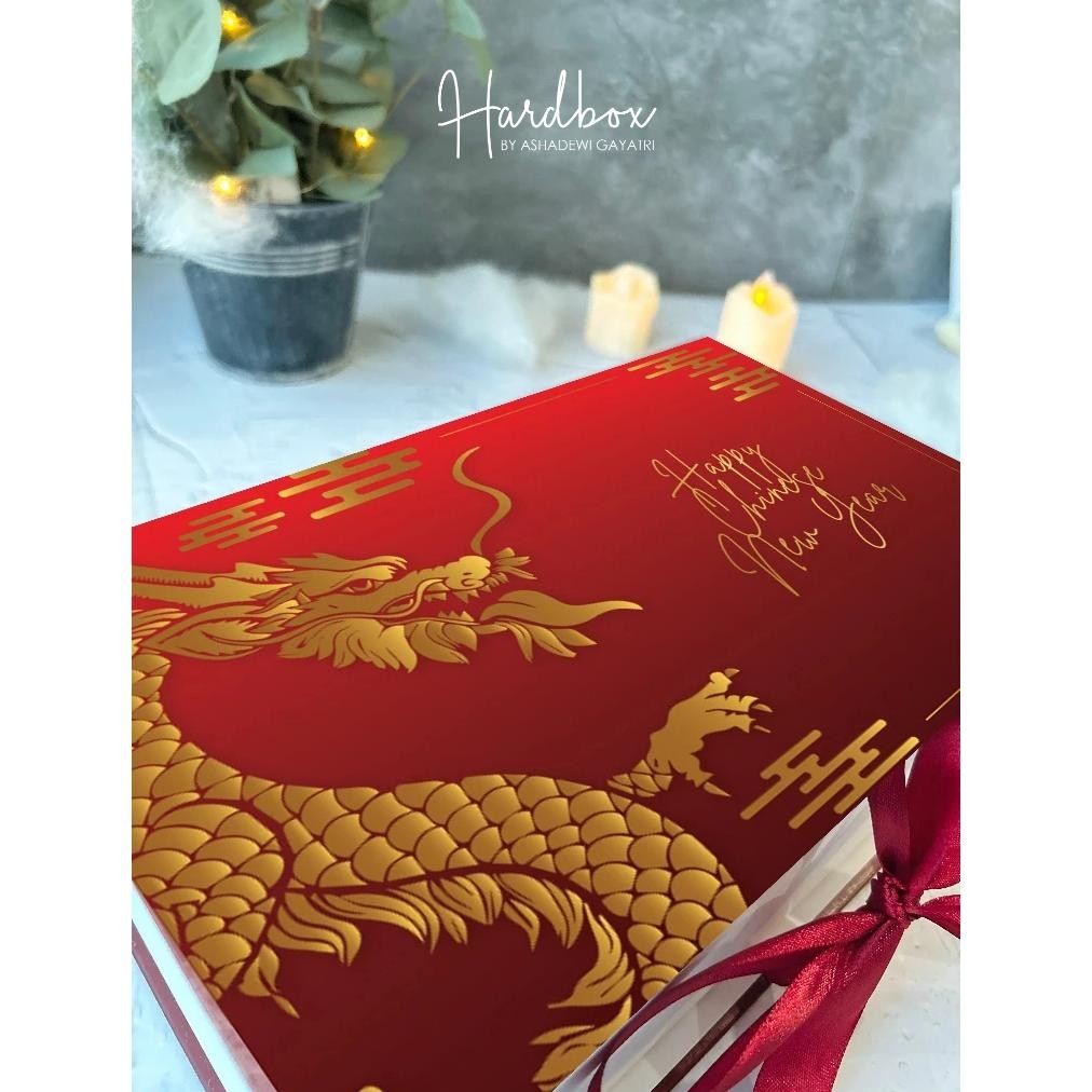 

CR - HARDBOX BY ASHADEWI GAYATRI - HARDBOX Happy Chinese New Year - GOLD DRAGON / custom box / box IMLEK / hampers box / gift box / custom box TERLARIS